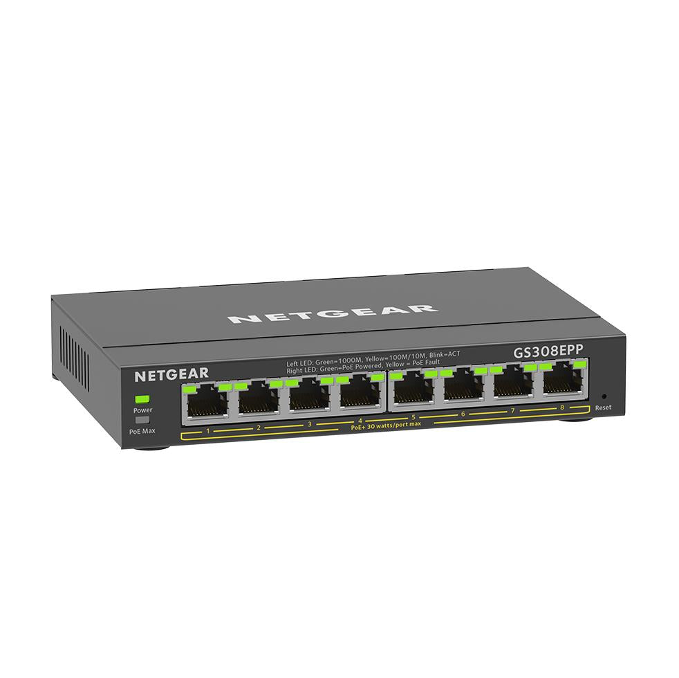 Netgear GS308EPP-100UKS 8-Port PoE+ Gigabit Ethernet Plus Switch (123W) Network Switch Netgear