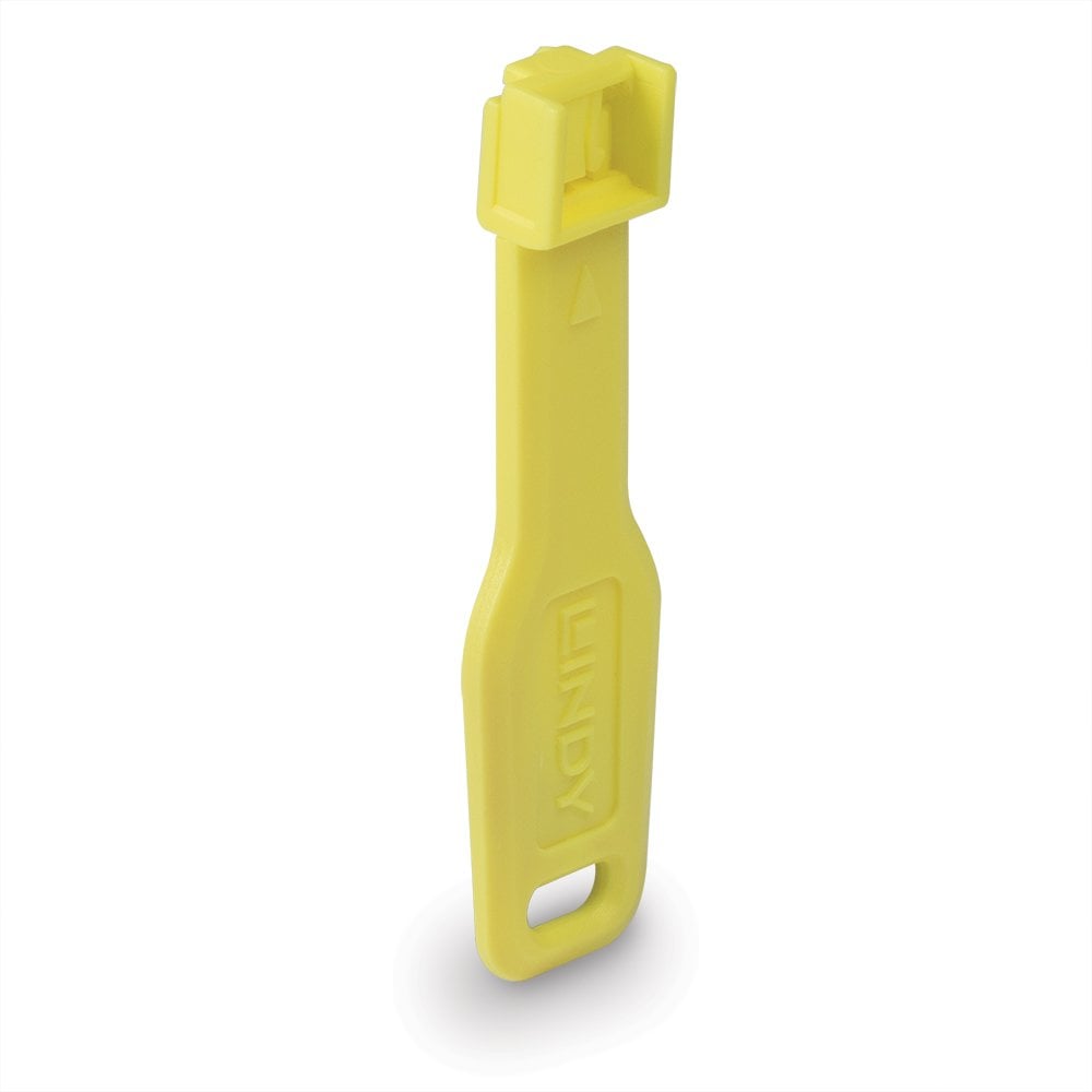 Lindy RJ45 Port Blocker, 10pcs + 1 Key, Yellow | 47900 Port Blocker Lindy