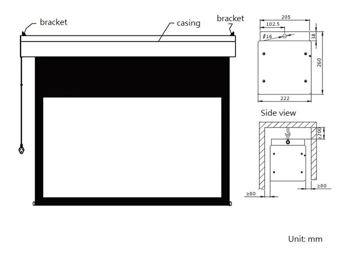 Sapphire 226" 16:9 (507 x 285cm) Electric Projector Screen | SEWS500BWSF-A Projector Accessories Sapphire
