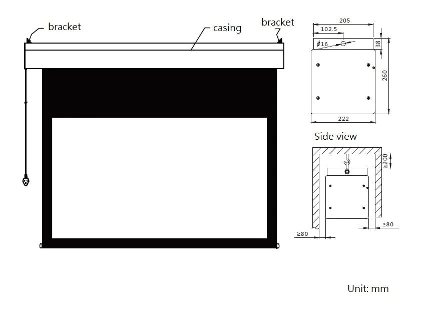 Sapphire 226" 16:9 (507 x 285cm) Electric Projector Screen | SEWS500BWSF-A