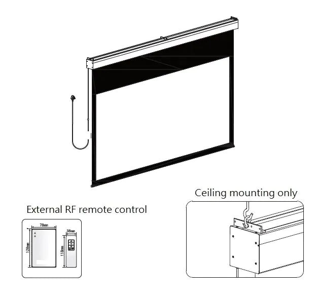 Sapphire 226" 16:9 (507 x 285cm) Electric Projector Screen | SEWS500BWSF-A Projector Accessories Sapphire