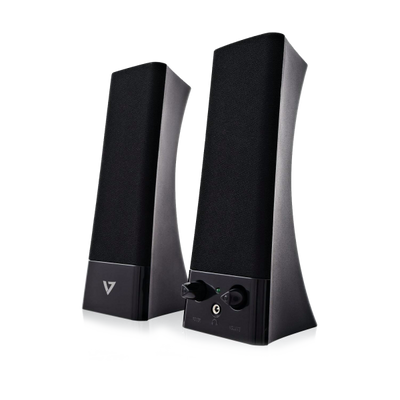 V7 USB Powered Stereo Speakers, Black - SP2500-USB-6E V7 Speaker V7