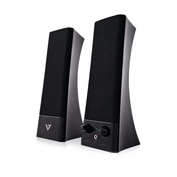 V7 USB Powered Stereo Speakers, Black - SP2500-USB-6E