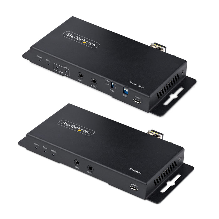 StarTech ST121HD20FXA2 4K HDMI over Fiber Extender Kit, 4K 60Hz up to 3300ft/1km (Single Mode) or 1000ft/300m (Multimode) LC Fiber Optic, HDR, HDCP, 3.5mm Audio/RS232/IR Extender, Transmitter and Receiver Kit