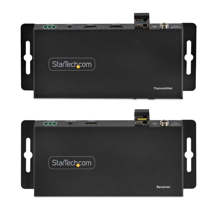 StarTech ST121HD20FXA2 4K HDMI over Fiber Extender Kit, 4K 60Hz up to 3300ft/1km (Single Mode) or 1000ft/300m (Multimode) LC Fiber Optic, HDR, HDCP, 3.5mm Audio/RS232/IR Extender, Transmitter and Receiver Kit