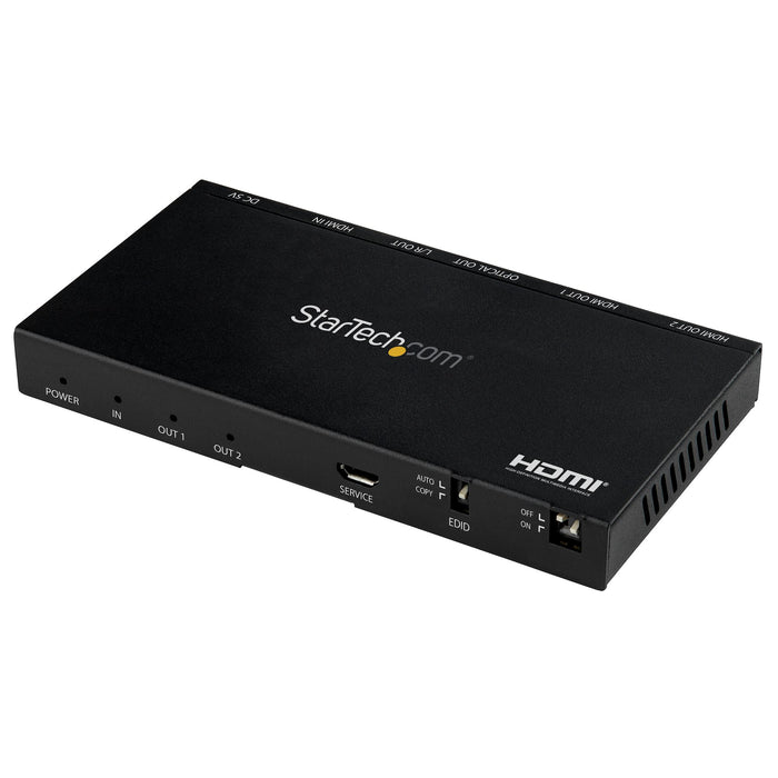 StarTech ST122HD20S 2-Port HDMI Splitter (1x2) - 4K 60Hz UHD HDMI 2.0 Audio Video Splitter