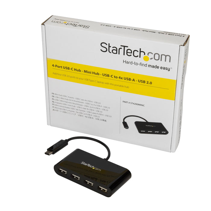 StarTech ST4200MINIC 4-Port USB-C Hub - Mini Hub - USB-C to 4x USB-A - USB 2.0