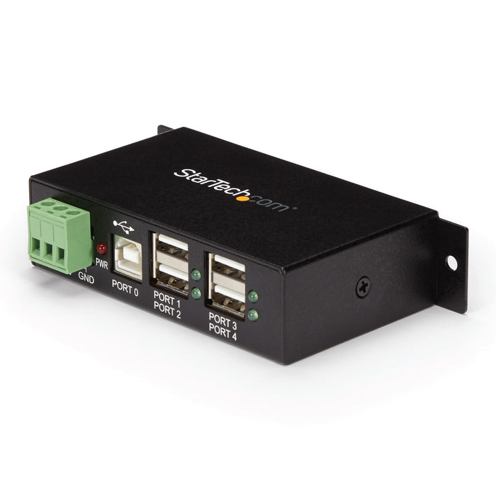 Startech ST4200USBM 4-Port USB 2.0 Hub - Metal Industrial USB-A Hub - Din Rail, Wall or Desk Mountable USB Data Hub