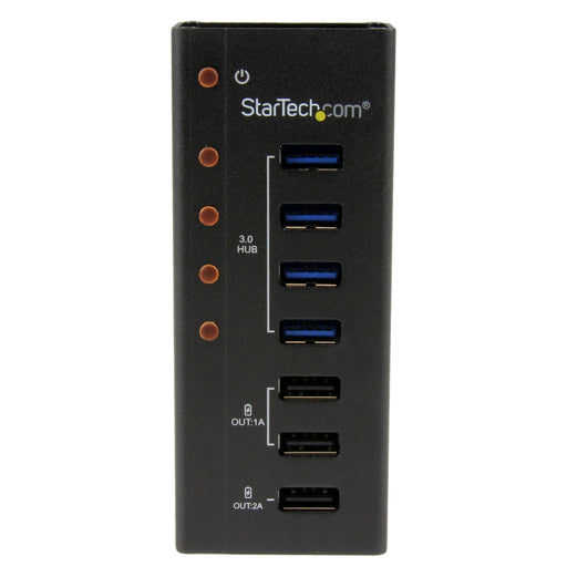 StarTech ST4300U3C3 4 Port USB 3.0 Hub (5Gbps) plus 3 Dedicated USB Charging Ports (2 x 1A & 1 x 2A) - Wall Mountable Metal Enclosure