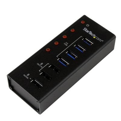 StarTech ST4300U3C3 4 Port USB 3.0 Hub (5Gbps) plus 3 Dedicated USB Charging Ports (2 x 1A & 1 x 2A) - Wall Mountable Metal Enclosure Startech USB Hubs Startech