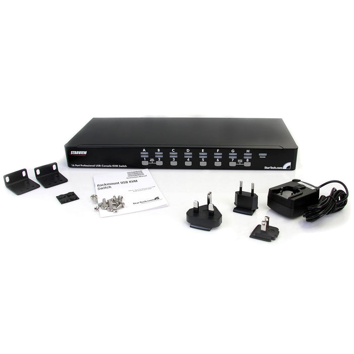 StarTech 16 Port 1U Rackmount USB PS/2 KVM Switch with OSD | SV1631DUSBGB