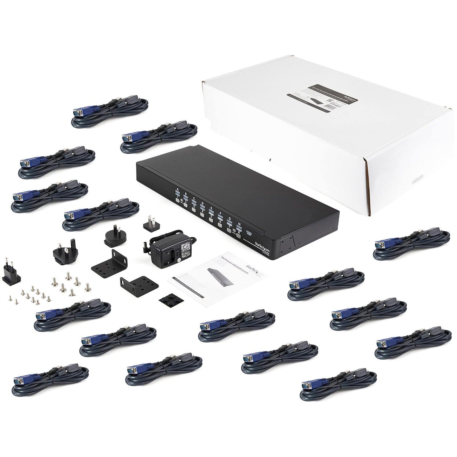 StarTech 16 Port 1U Rackmount USB KVM Switch Kit with OSD and Cables | SV1631DUSBUK Switches Startech