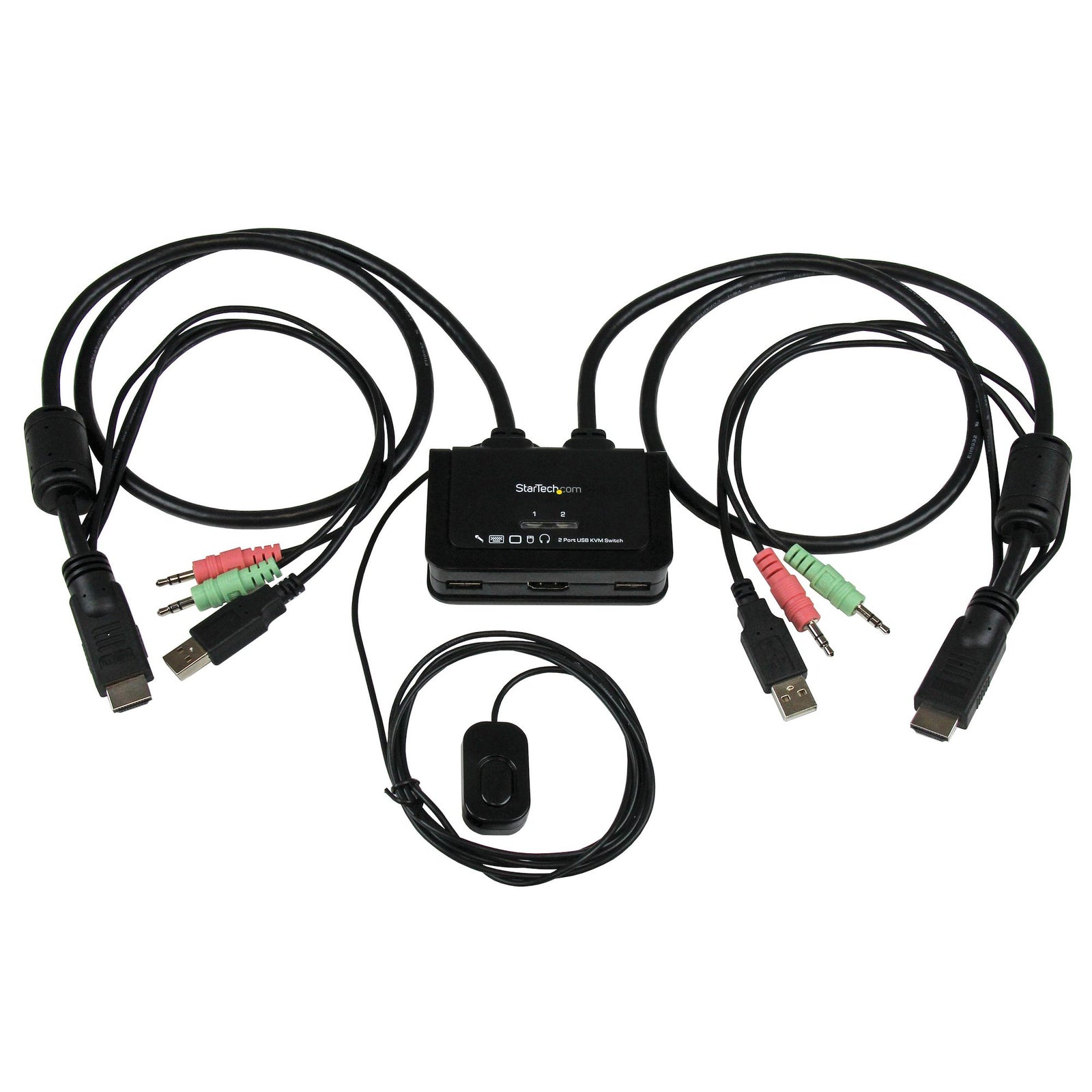StarTech 2 Port USB HDMI Cable KVM Switch with Audio and Remote Switch, USB Powered | SV211HDUA Switches Startech
