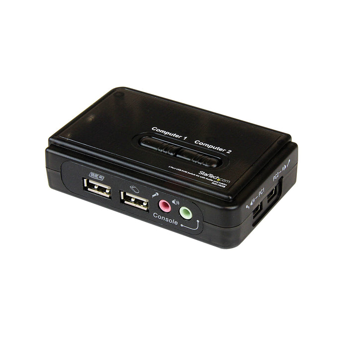 StarTech 2 Port Black USB KVM Switch Kit with Audio and Cables | SV211KUSB Switches Startech