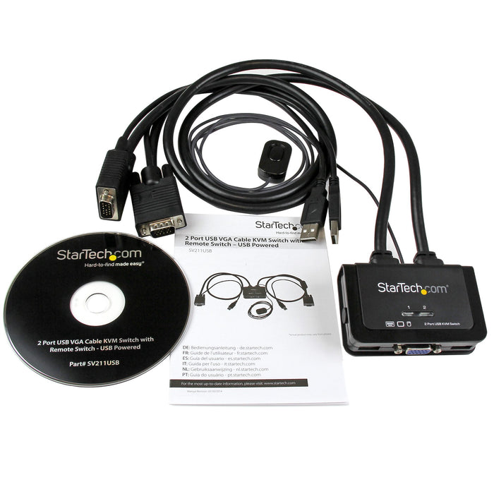 StarTech 2 Port USB VGA Cable KVM Switch, USB Powered with Remote Switch | SV211USB