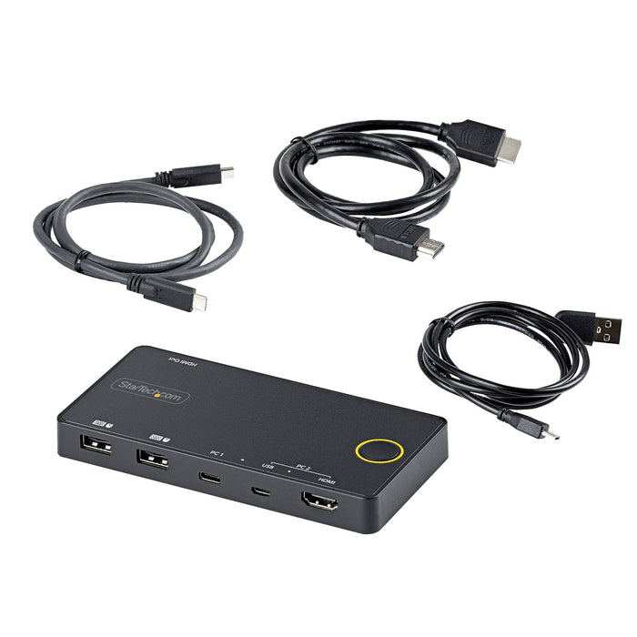 StarTech 2 Port Hybrid USB-A + HDMI & USB-C KVM Switch | SV221HUC4K