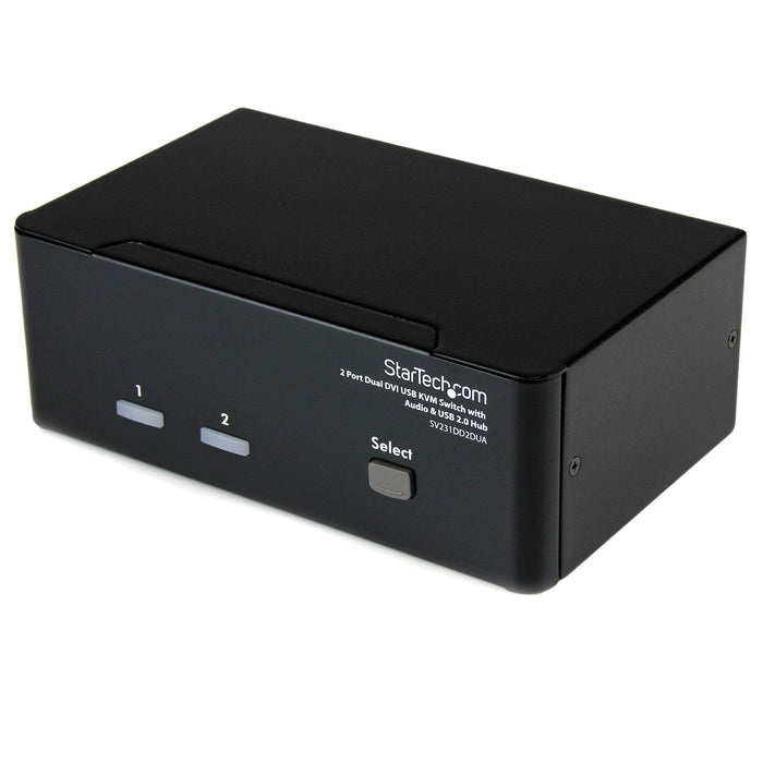StarTech 2 Port Dual DVI USB KVM Switch with Audio & USB 2.0 Hub | SV231DD2DUA Switches Startech