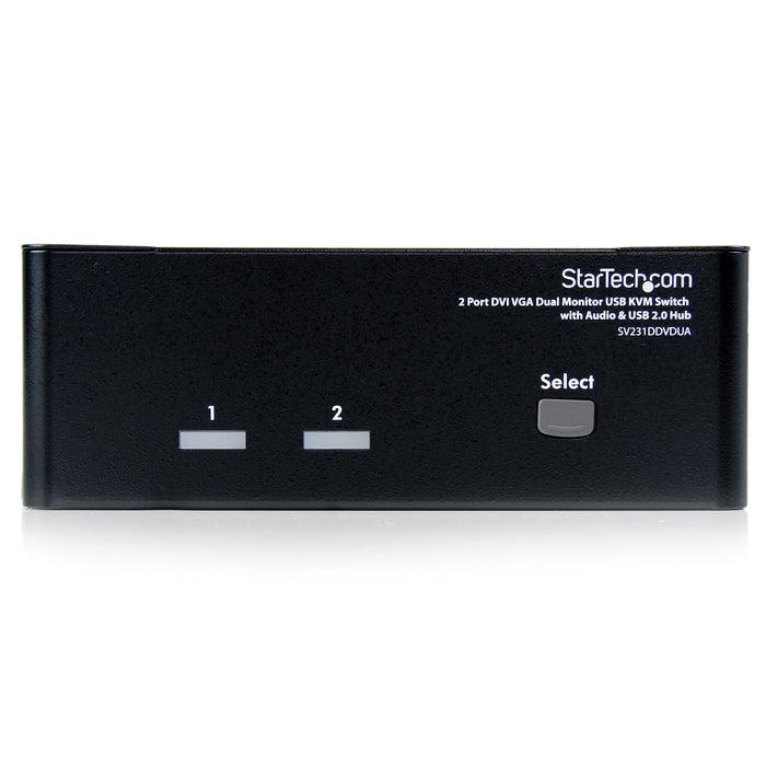 StarTech 2 Port DVI VGA Dual Monitor KVM Switch USB with Audio & USB 2.0 Hub | SV231DDVDUA Switches Startech