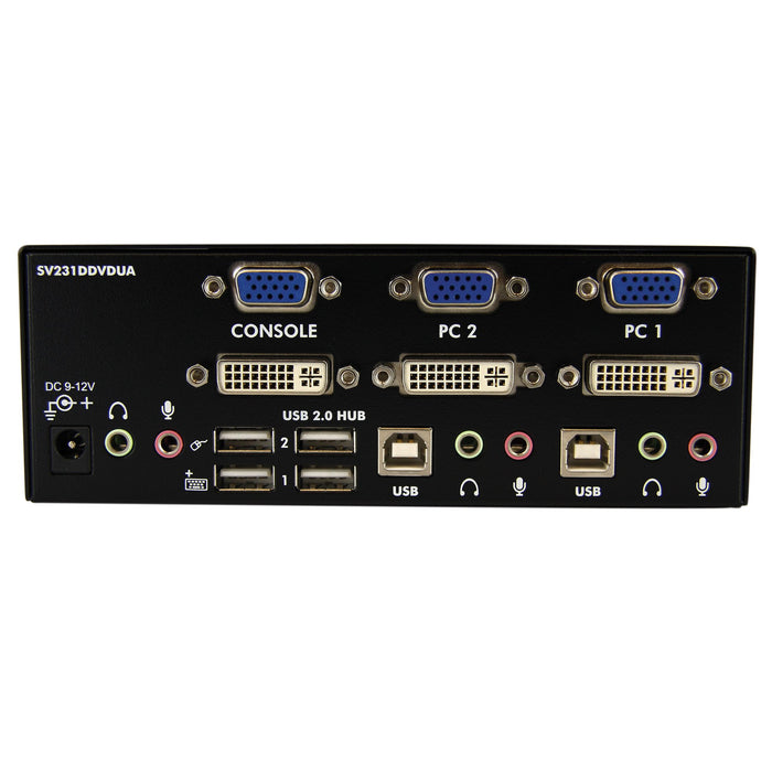 StarTech 2 Port DVI VGA Dual Monitor KVM Switch USB with Audio & USB 2.0 Hub | SV231DDVDUA