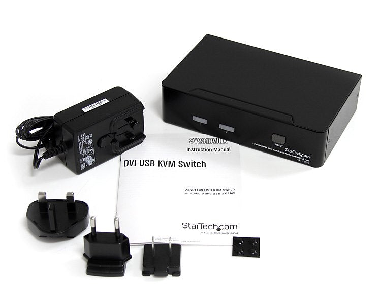 StarTech 2 Port DVI USB KVM Switch with Audio and USB 2.0 Hub | SV231DVIUA Switches Startech