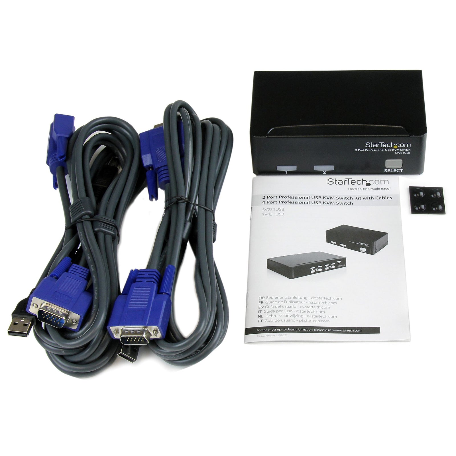 StarTech 2 Port Professional USB KVM Switch Kit with Cables | SV231USBGB Switches Startech