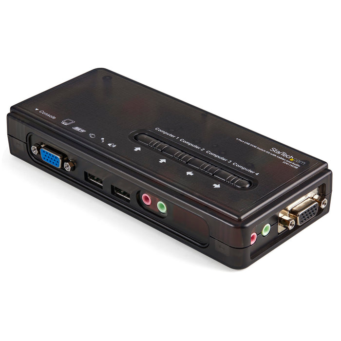 StarTech 4 Port Black USB KVM Switch Kit with Cables and Audio | SV411KUSB StarTech KVM Switches Startech
