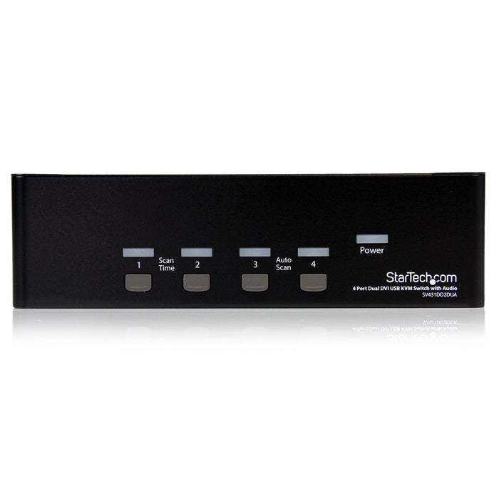 StarTech 4 Port Dual DVI USB KVM Switch with Audio & USB 2.0 Hub | SV431DD2DUA Switches Startech