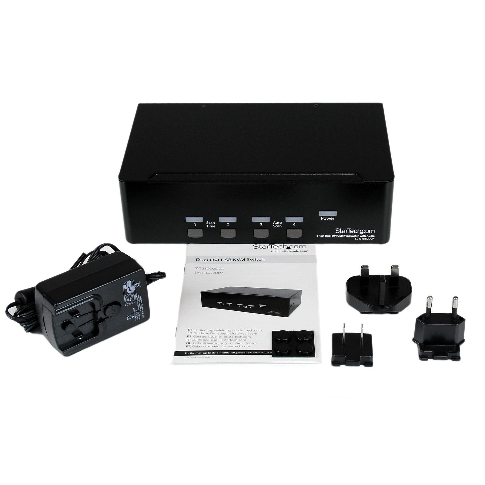 StarTech 4 Port Dual DVI USB KVM Switch with Audio & USB 2.0 Hub | SV431DD2DUA Switches Startech