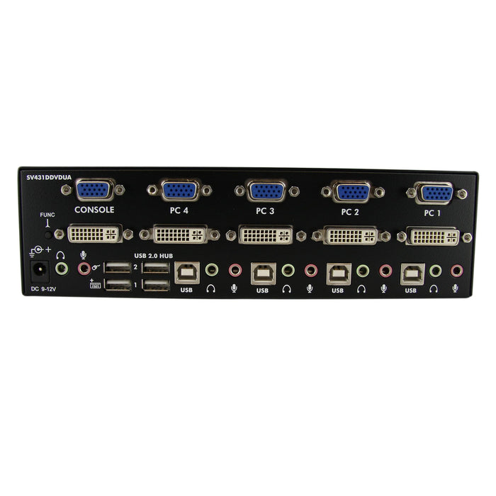 StarTech 4 Port DVI VGA Dual Monitor KVM Switch USB with Audio & USB 2.0 Hub | SV431DDVDUA Switches Startech