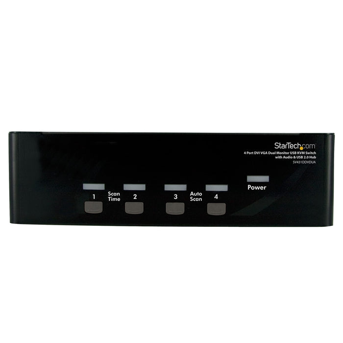 StarTech 4 Port DVI VGA Dual Monitor KVM Switch USB with Audio & USB 2.0 Hub | SV431DDVDUA Switches Startech