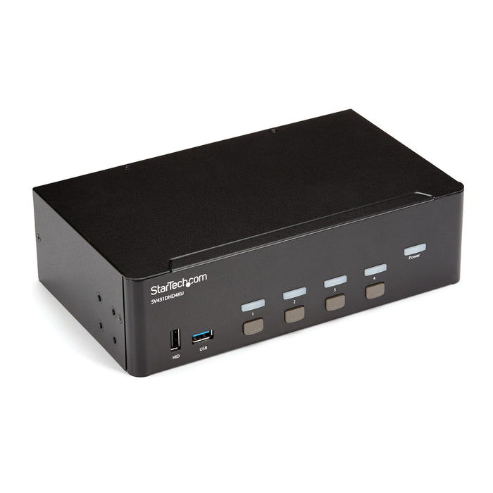 StarTech 4 Port HDMI KVM Switch - 4K 30Hz, Dual Display | SV431DHD4KU Switches Startech