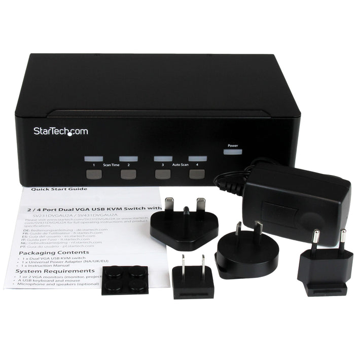 StarTech 4-port KVM Switch with Dual VGA, USB 2.0 | SV431DVGAU2A Switches Startech