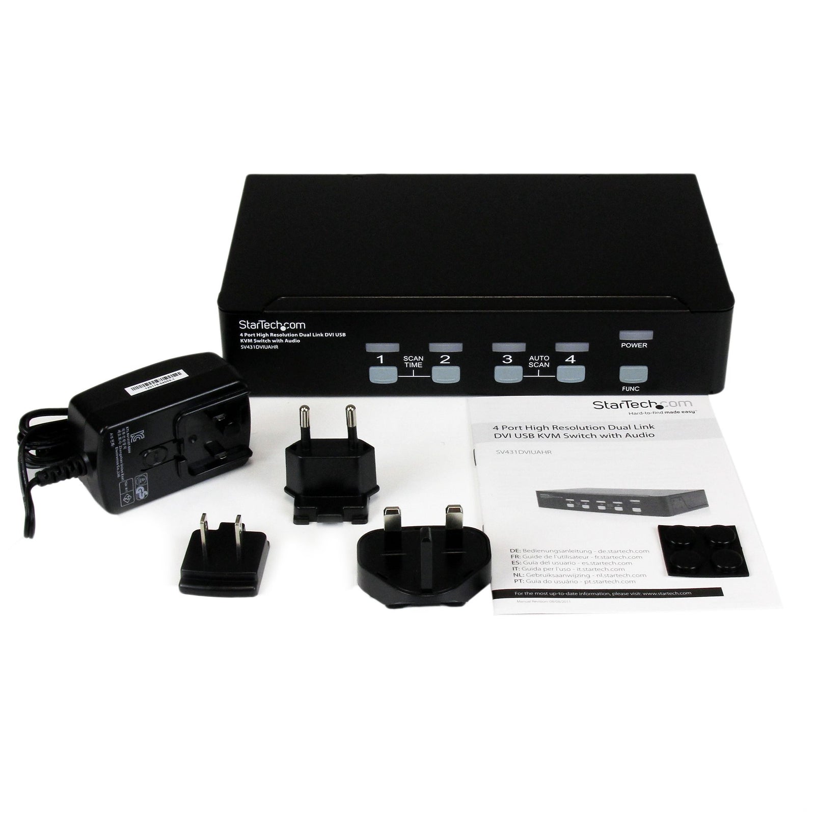 StarTech 4 Port High Resolution USB DVI Dual Link KVM Switch with Audio | SV431DVIUAHR Switches Startech