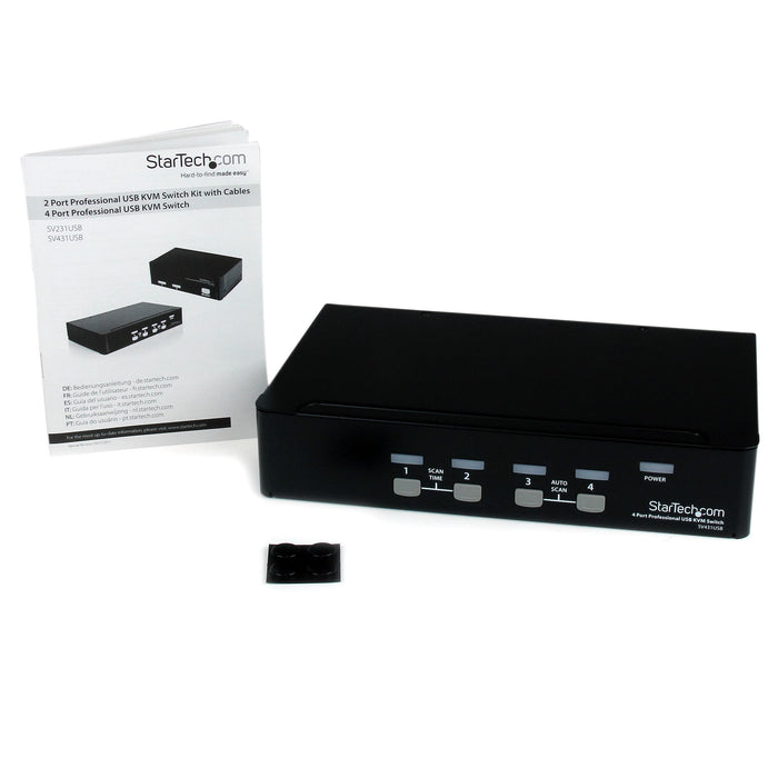 StarTech 4 Port Professional VGA USB KVM Switch with Hub | SV431USB