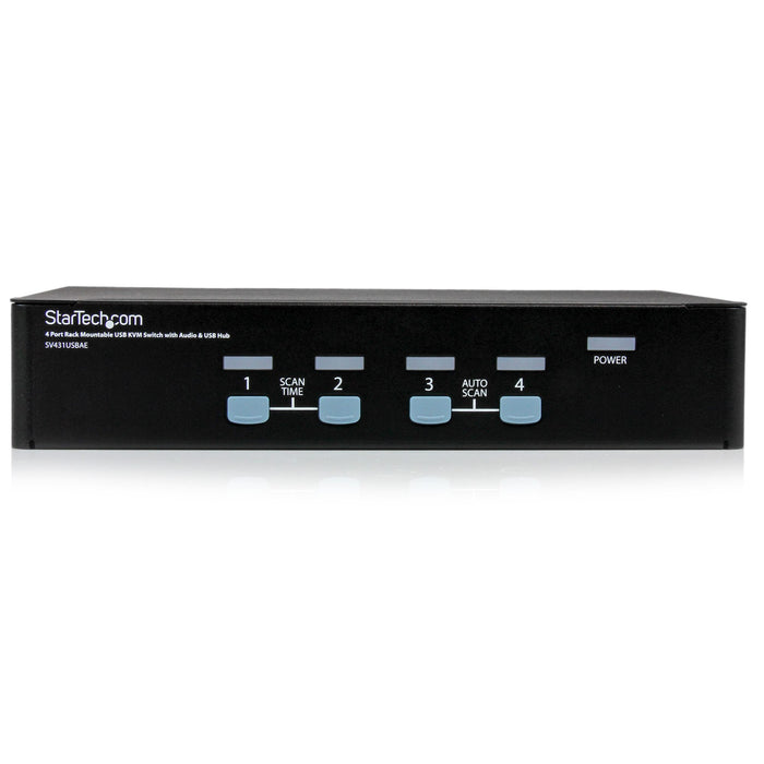 StarTech 4 Port Rack Mountable USB KVM Switch with Audio & USB Hub | SV431USBAEGB Switches Startech
