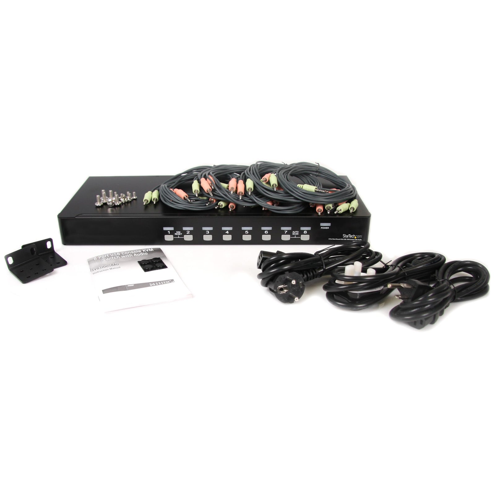 StarTech 8 Port Rackmount USB VGA KVM Switch w/ Audio (Audio Cables Included) | SV831DUSBAU Switches Startech