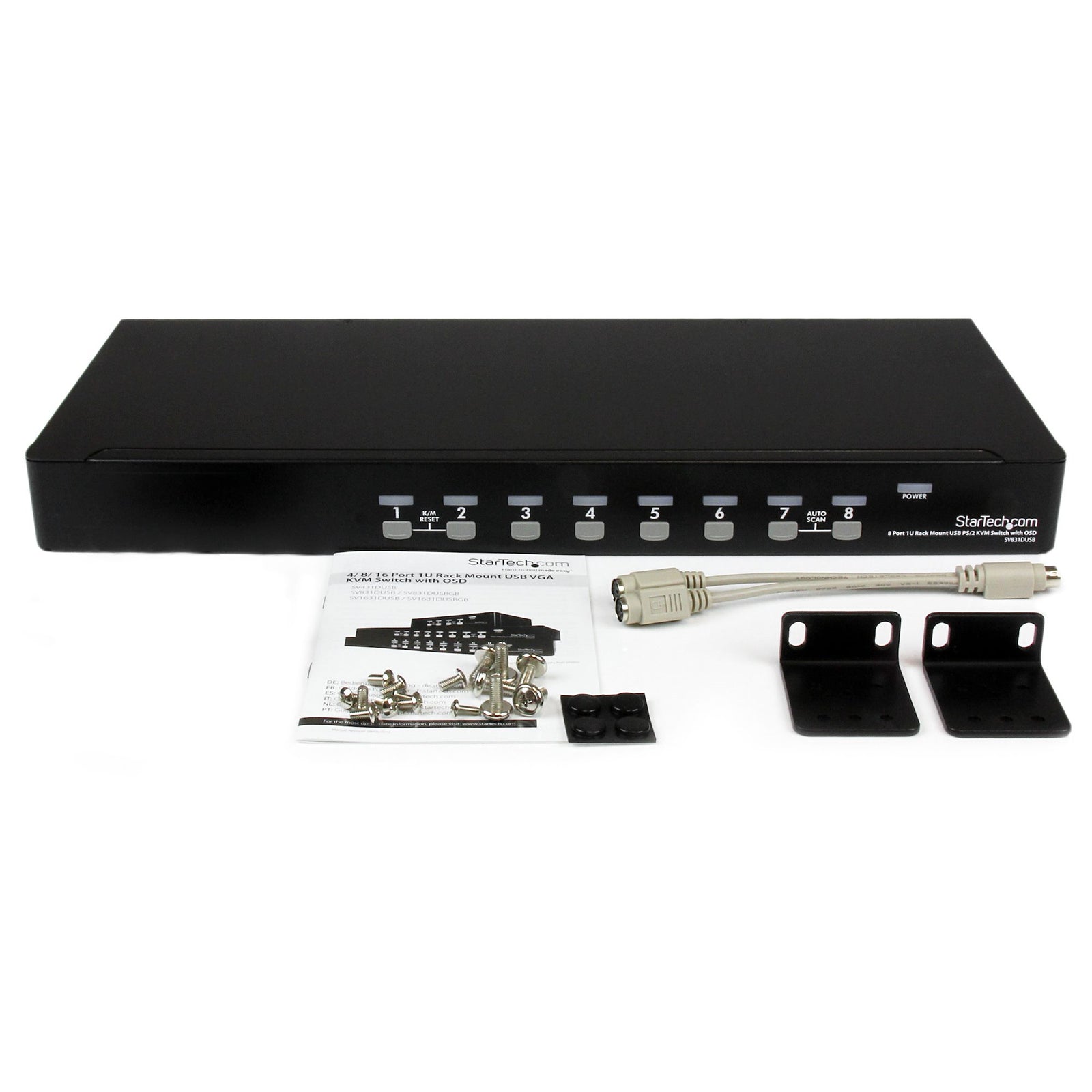 StarTech 8 Port 1U Rackmount USB PS/2 KVM Switch with OSD | SV831DUSBGB Switches Startech