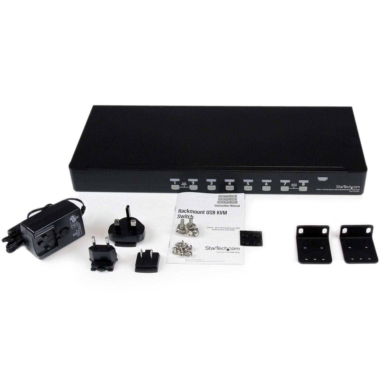 StarTech 8 Port 1U Rackmount USB KVM Switch with OSD | SV831DUSBU Switches Startech