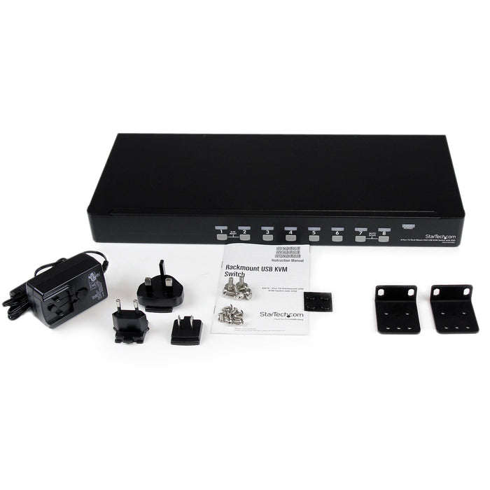 StarTech 8 Port 1U Rackmount USB KVM Switch with OSD | SV831DUSBU