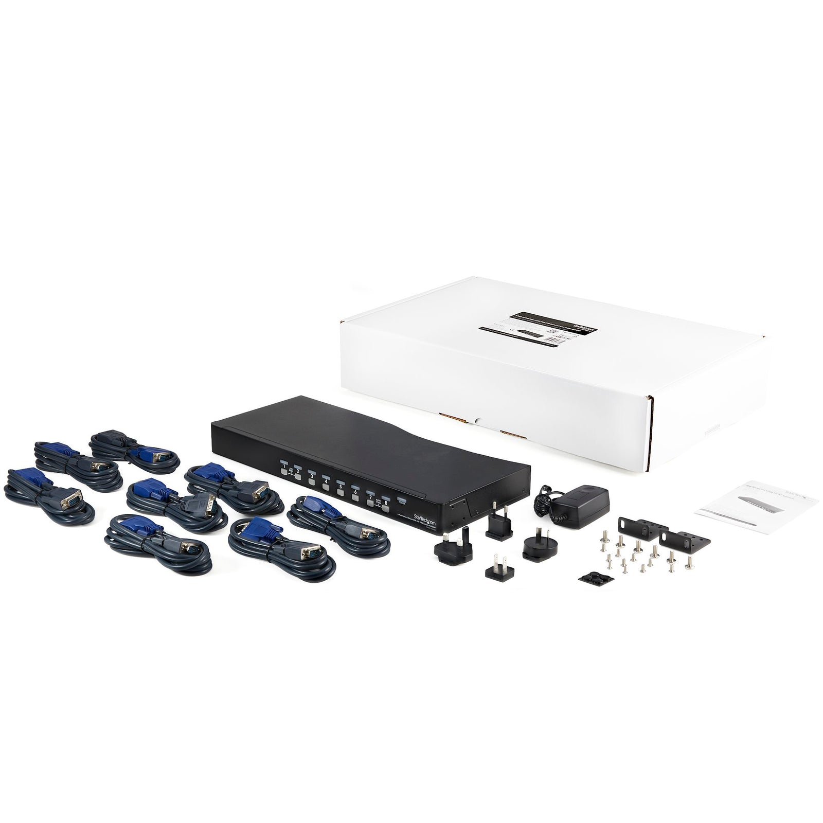 StarTech 8 Port 1U Rackmount USB KVM Switch Kit with OSD and Cables | SV831DUSBUK Switches Startech