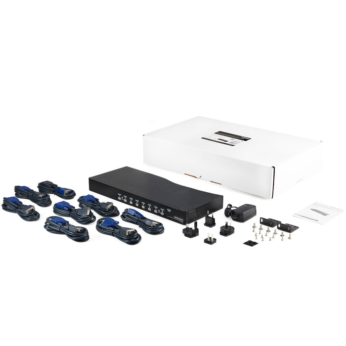 StarTech 8 Port 1U Rackmount USB KVM Switch Kit with OSD and Cables | SV831DUSBUK