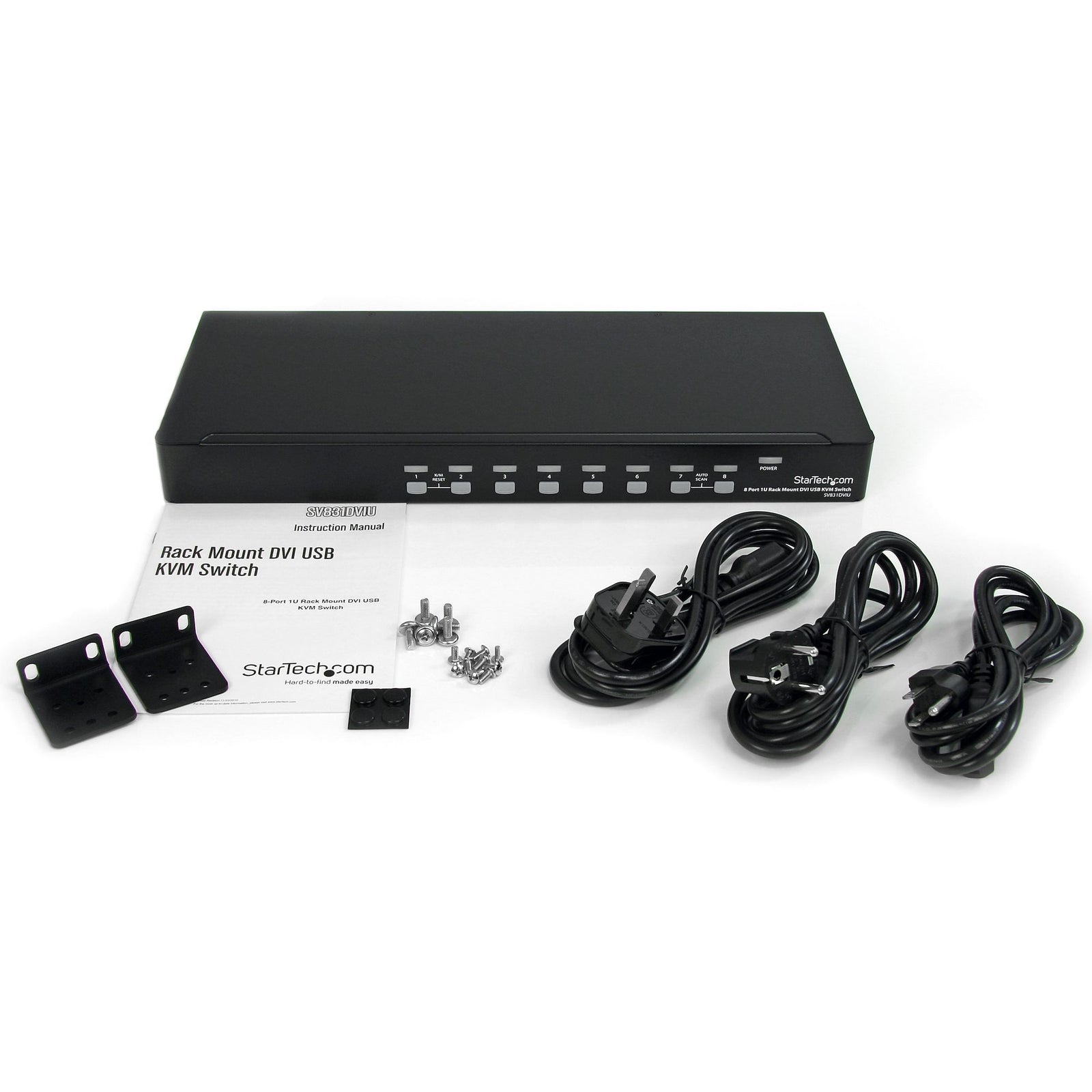 StarTech 8 Port 1U Rackmount DVI USB KVM Switch | SV831DVIU Switches Startech