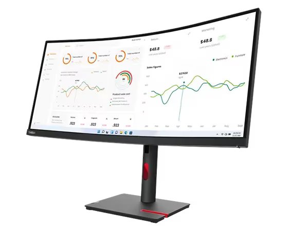 Lenovo 63D4ZAT1UK/T34w-30 34" 60Hz QHD Monitor With ThinkVision MC60 Monitor Webcam Desktop Monitor Lenovo