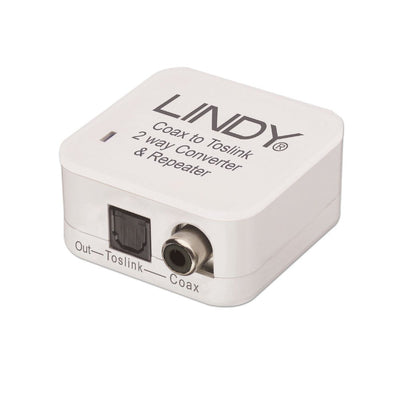 Lindy TosLink (Optical) and Coaxial Bi-directional Converter | 70411 Cable Gender Changers Lindy