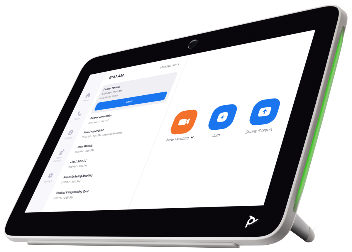 Poly TC10 Meeting Room Scheduling/Video Conferencing Touch Controller Black | 875K5AA Touch Control Panel Poly