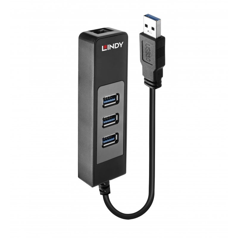 Lindy USB 3.0 Hub & Gigabit Ethernet Converter | 43176 USB Hub & Docking Station Lindy