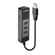 Lindy USB 3.0 Hub & Gigabit Ethernet Converter | 43176 USB Hub & Docking Station Lindy