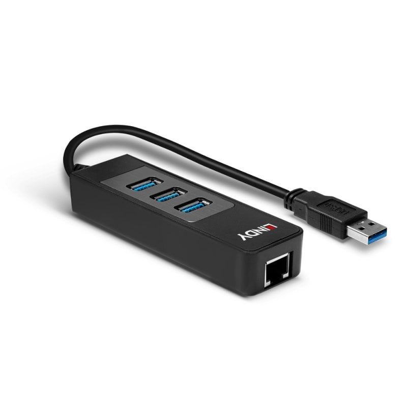 Lindy USB 3.0 Hub & Gigabit Ethernet Converter | 43176 USB Hub & Docking Station Lindy