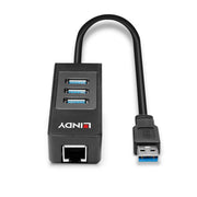 Lindy USB 3.0 Hub & Gigabit Ethernet Converter | 43176 USB Hub & Docking Station Lindy