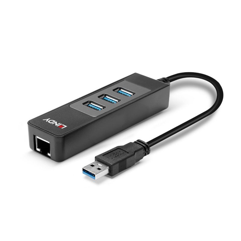 Lindy USB 3.0 Hub & Gigabit Ethernet Converter | 43176 USB Hub & Docking Station Lindy